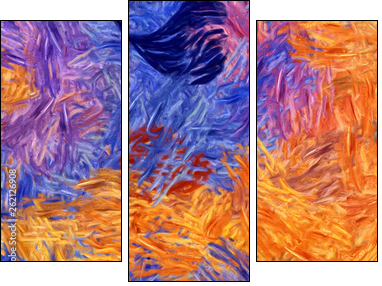 Impressionism wall art print. Vincent Van Gogh style oil painting. Swirl splashes. Surrealism artwork. Abstract artistic background. Real brush strokes on canvas. - Dreiteiliges Leinwandbild, Triptychon