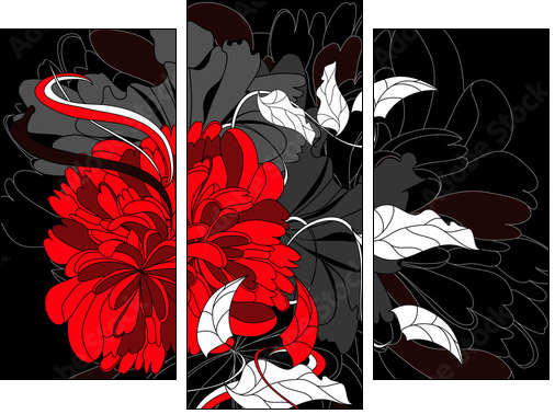 Background with red flower - Dreiteiliges Leinwandbild, Triptychon