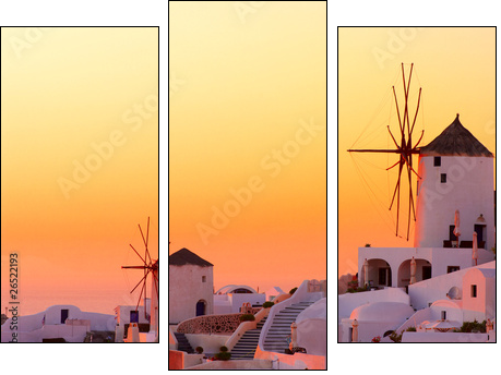 Santorini sunset - Dreiteiliges Leinwandbild, Triptychon