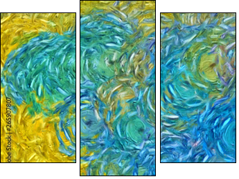 Abstract impressionism painting in Vincent Van Gogh style imitation. Art design background pattern for artistic creative printing production. Wall poster or canvas print template for interior decor. - Dreiteiliges Leinwandbild, Triptychon