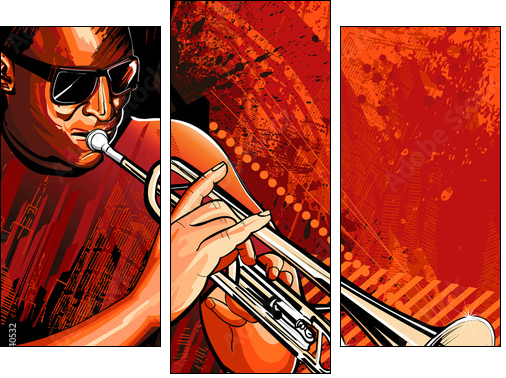 Trumpet player - Dreiteiliges Leinwandbild, Triptychon
