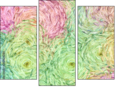 Abstract painting impressionism wall art print example with oil imitation in Vincent Van Gogh style. Artistic contemporary design decor elements. Pop modern abstraction with vibrant bright strokes. - Dreiteiliges Leinwandbild, Triptychon