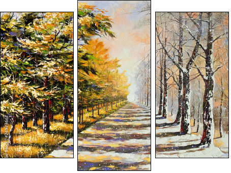 Allegory on theme winter-autumn - Dreiteiliges Leinwandbild, Triptychon