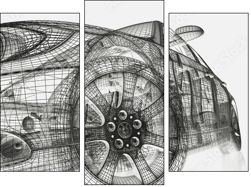 3d model cars - Dreiteiliges Leinwandbild, Triptychon