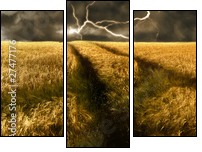 thunderstorm over a golden  barley field - Dreiteiliges Leinwandbild, Triptychon