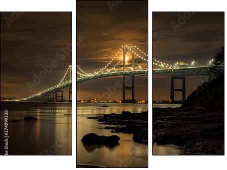 Newport bridge at night - Dreiteiliges Leinwandbild, Triptychon