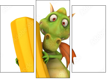 Dragon et crayon - Dreiteiliges Leinwandbild, Triptychon