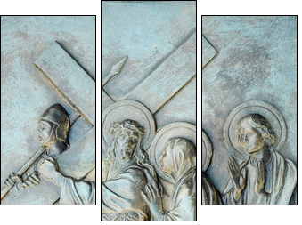 Station of the Cross #4 - Dreiteiliges Leinwandbild, Triptychon