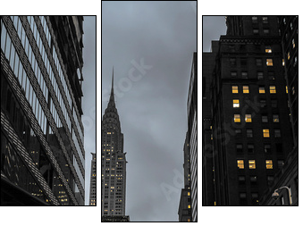 New York City Street At Night With Empire State Building Urban Scene - Dreiteiliges Leinwandbild, Triptychon