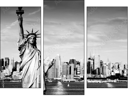 afternoon vibrant capture of new york midtown over hudson - Dreiteiliges Leinwandbild, Triptychon
