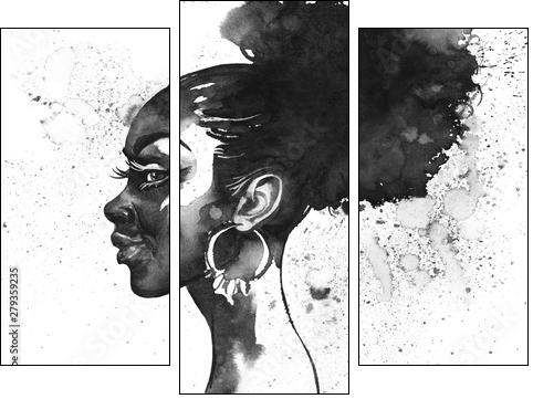 Watercolor fashion portrait - Dreiteiliges Leinwandbild, Triptychon
