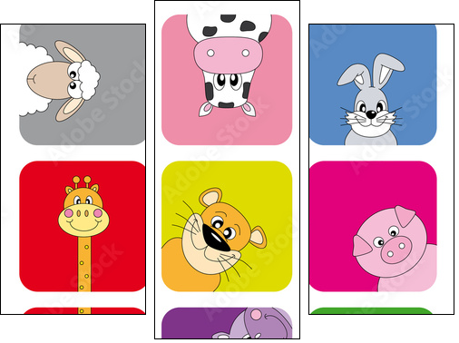 animales divertidos - Dreiteiliges Leinwandbild, Triptychon