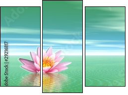 Lily flower in green ocean - Dreiteiliges Leinwandbild, Triptychon