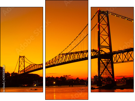 Hercilio Luz bridge in the sunset - Dreiteiliges Leinwandbild, Triptychon