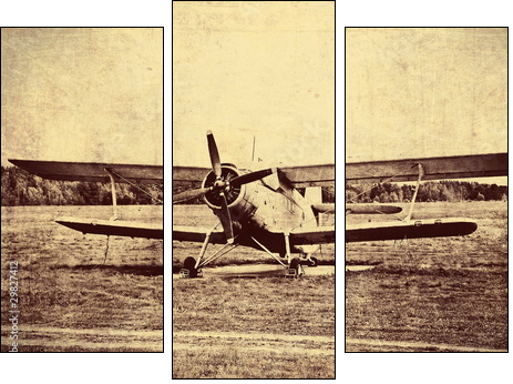 Vintage photo of an old biplane - Dreiteiliges Leinwandbild, Triptychon