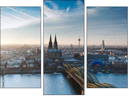 KÃ¶lner Dom und Stadtpanorama - Dreiteiliges Leinwandbild, Triptychon