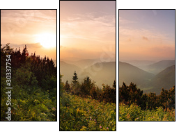 Roszutec peak in sunset - Slovakia mountain Fatra - Dreiteiliges Leinwandbild, Triptychon