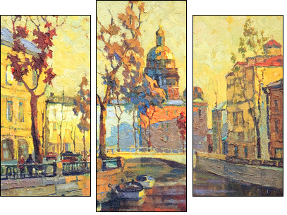 Kind on old streets of St.-Petersburg - Dreiteiliges Leinwandbild, Triptychon