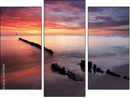 Sunrise on ocean - baltic - Dreiteiliges Leinwandbild, Triptychon