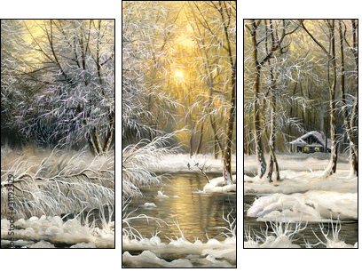 Wood lake - Dreiteiliges Leinwandbild, Triptychon