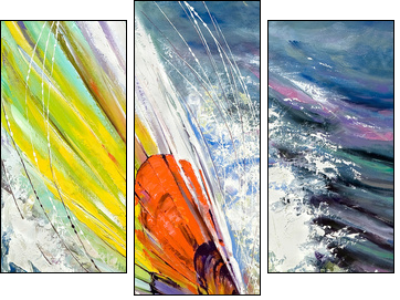 The sailing boat rushing on waves - Dreiteiliges Leinwandbild, Triptychon