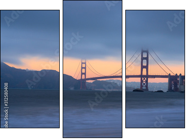 Beautiful view of  Golden gate bridge, San Francisco - Dreiteiliges Leinwandbild, Triptychon