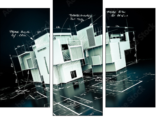 Luxurious architecture project - Dreiteiliges Leinwandbild, Triptychon
