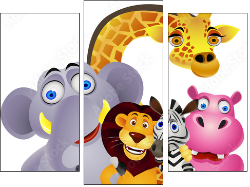 Animal cartoon - Dreiteiliges Leinwandbild, Triptychon