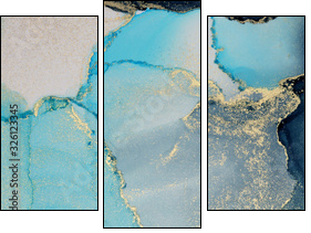 Abstract painting blots background. Marble texture. Alcohol ink colors. - Dreiteiliges Leinwandbild, Triptychon