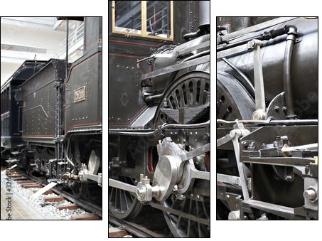 Detail of old steam locomotive - Dreiteiliges Leinwandbild, Triptychon