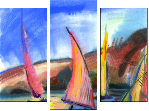 Sailing regatta - Dreiteiliges Leinwandbild, Triptychon
