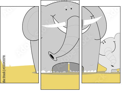 slonie - Dreiteiliges Leinwandbild, Triptychon