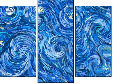 Abstract texture background. Digital painting in Vincent Van Gogh style artwork. Hand drawn artistic pattern. Modern art. Good for printed pictures, postcards, posters or wallpapers and textile print. - Dreiteiliges Leinwandbild, Triptychon