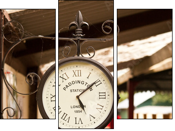 Railway clock - Dreiteiliges Leinwandbild, Triptychon