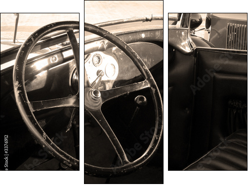 vintage car interior - Dreiteiliges Leinwandbild, Triptychon