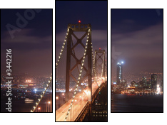 bay bridge and san francisco at night panorama - Dreiteiliges Leinwandbild, Triptychon