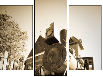 Old steam locomotive - Dreiteiliges Leinwandbild, Triptychon