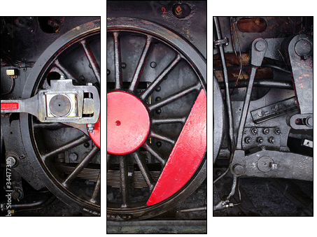 Locomotive Wheel - Dreiteiliges Leinwandbild, Triptychon