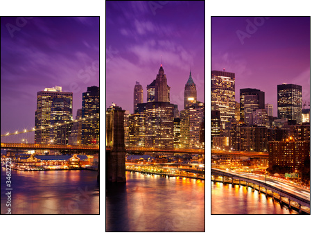 New York Manhattan Pont de Brooklyn - Dreiteiliges Leinwandbild, Triptychon