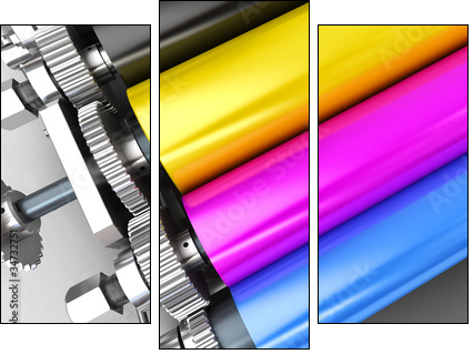 print machine - Dreiteiliges Leinwandbild, Triptychon