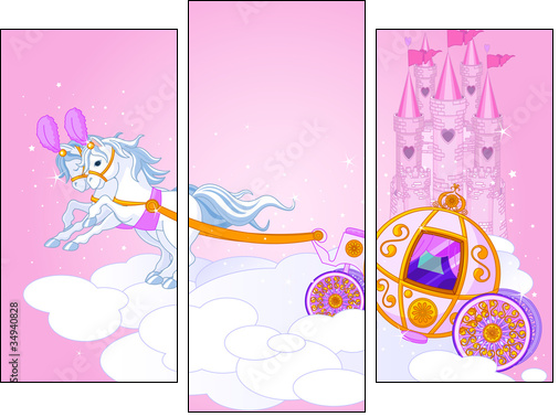 Sky carriage illustration - Dreiteiliges Leinwandbild, Triptychon