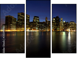 Lower Manhattan panorama at dusk, New York - Dreiteiliges Leinwandbild, Triptychon