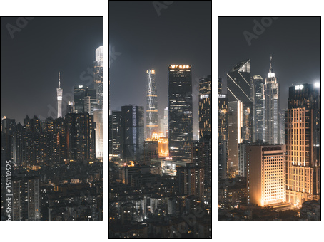 guangzhou city at night - Dreiteiliges Leinwandbild, Triptychon
