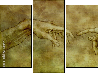 After Michelangelo - Adam and God - Dreiteiliges Leinwandbild, Triptychon