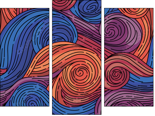 Seamless vector pattern. Van Gogh style - Dreiteiliges Leinwandbild, Triptychon