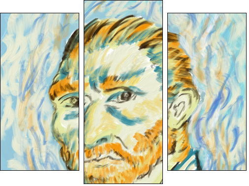 Cute Van Gogh Painting in Adobe Fresco - Dreiteiliges Leinwandbild, Triptychon