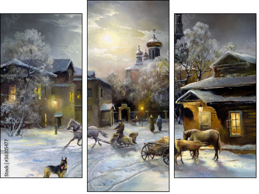 Rural landscape, oil on a canvas - Dreiteiliges Leinwandbild, Triptychon