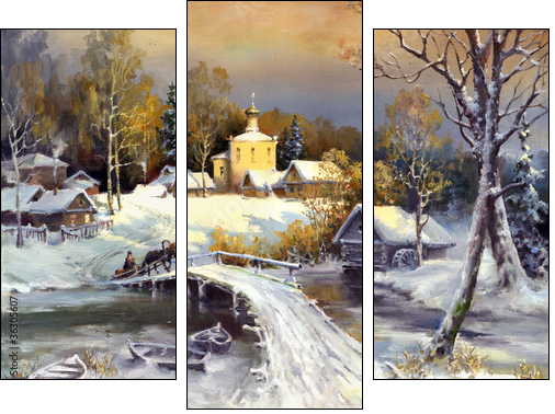 Rural landscape, oil on a canvas - Dreiteiliges Leinwandbild, Triptychon