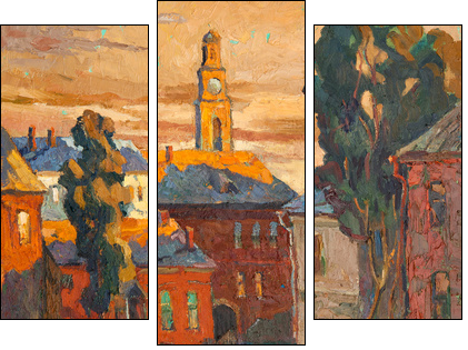 Kind on city, oil on a canvas - Dreiteiliges Leinwandbild, Triptychon