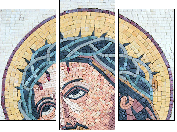 Antique Byzantine Christian mosaic portrait of Jesus Christ - Dreiteiliges Leinwandbild, Triptychon